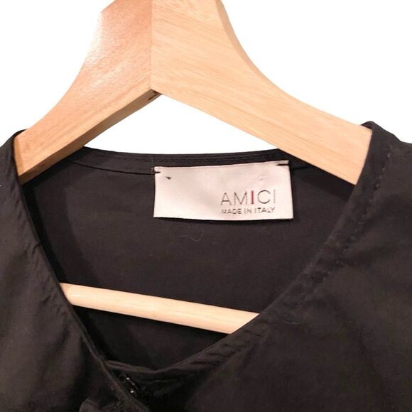 Amici by Baci Black Blouse with Detachable Bow Accent Made in Italy Size Small - Picture 5 of 10